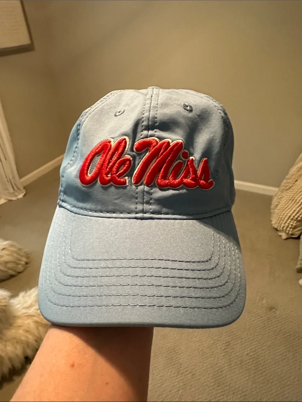 Legacy Ole Miss Light Blue Hat with Red Script - Picture 1 of 4